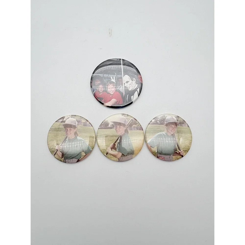 Vintage Souvenir Photo Pocket Mirrors Lot 4 Baseball Softball Kids Portraits‎